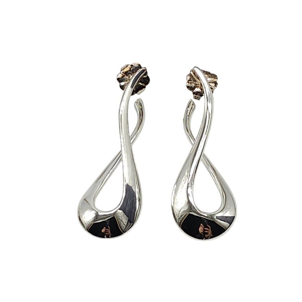 Sterling Silver Infinity Drop Earrings 925 Twisted Design